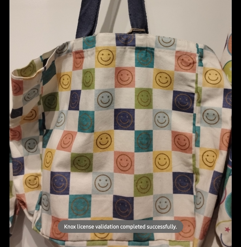 Vibrant Patchwork Canvas Tote with Spirals